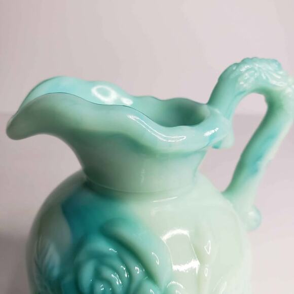 Avon Jadeite Green Swirl Milk Glass Pitcher - Picture 4 of 10